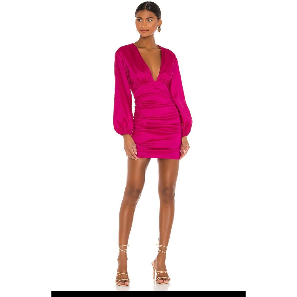 Lovers & Friends Lorenza Magenta Pink Long Sleeve Mini Dress, NWT, size S